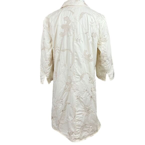 J. Jill Cream Cotton Floral Embroidered Longline Jacket M - Picture 2 of 6